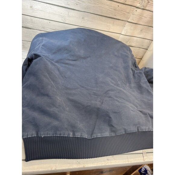 Vtg Carhartt Jacket Navy DISTRESSED Duck Canvas Quilted Hooded Coat See Pics - Picture 15 of 15